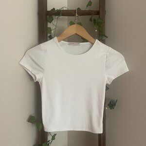 White Cropped Tee – Double-Lined Front